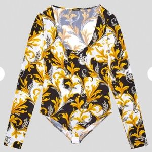 Versace Bodysuit/ Versace Acanthus print bodysuit /NEW